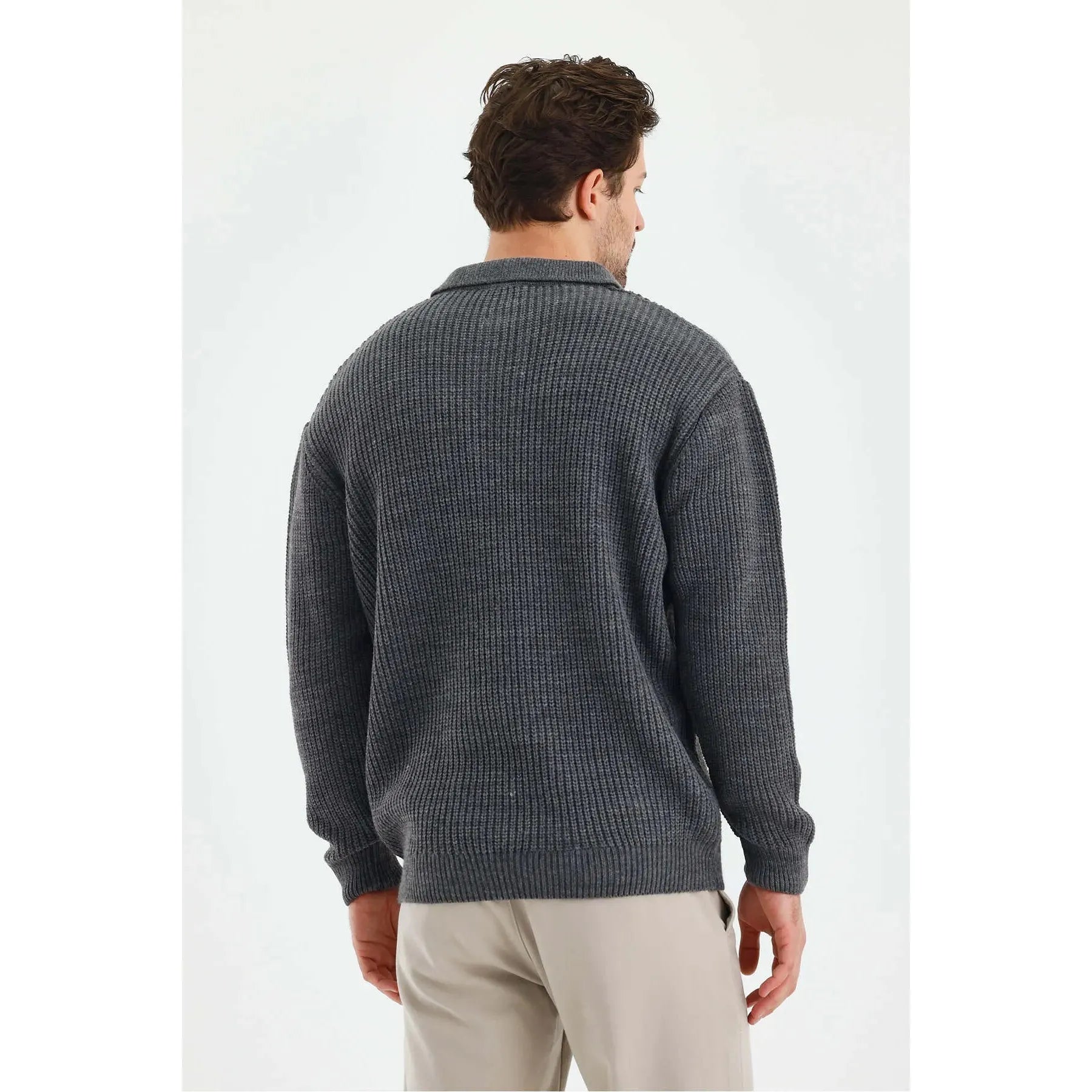 Andrzej™ | Sweter Polo z Dzianiny