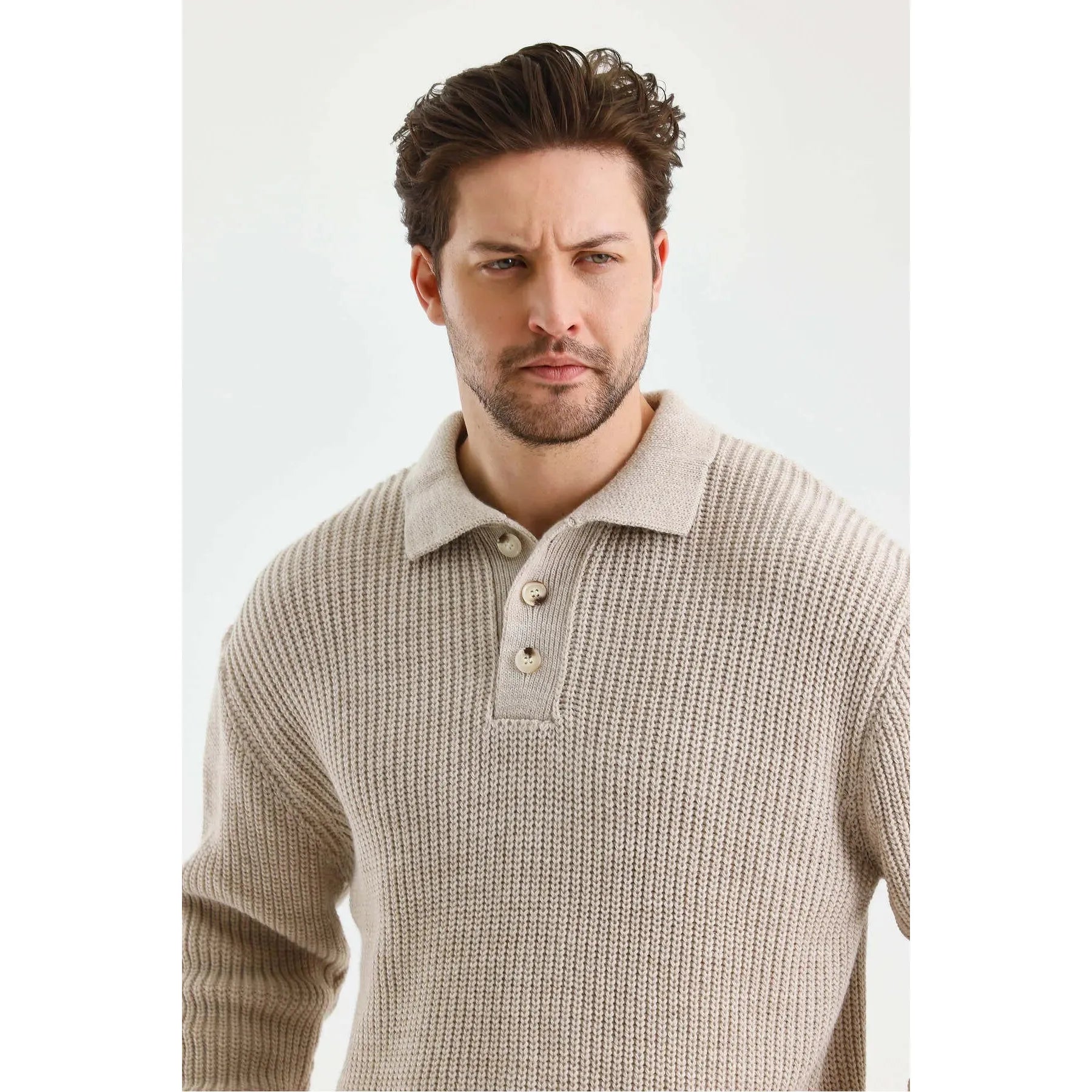 Andrzej™ | Sweter Polo z Dzianiny