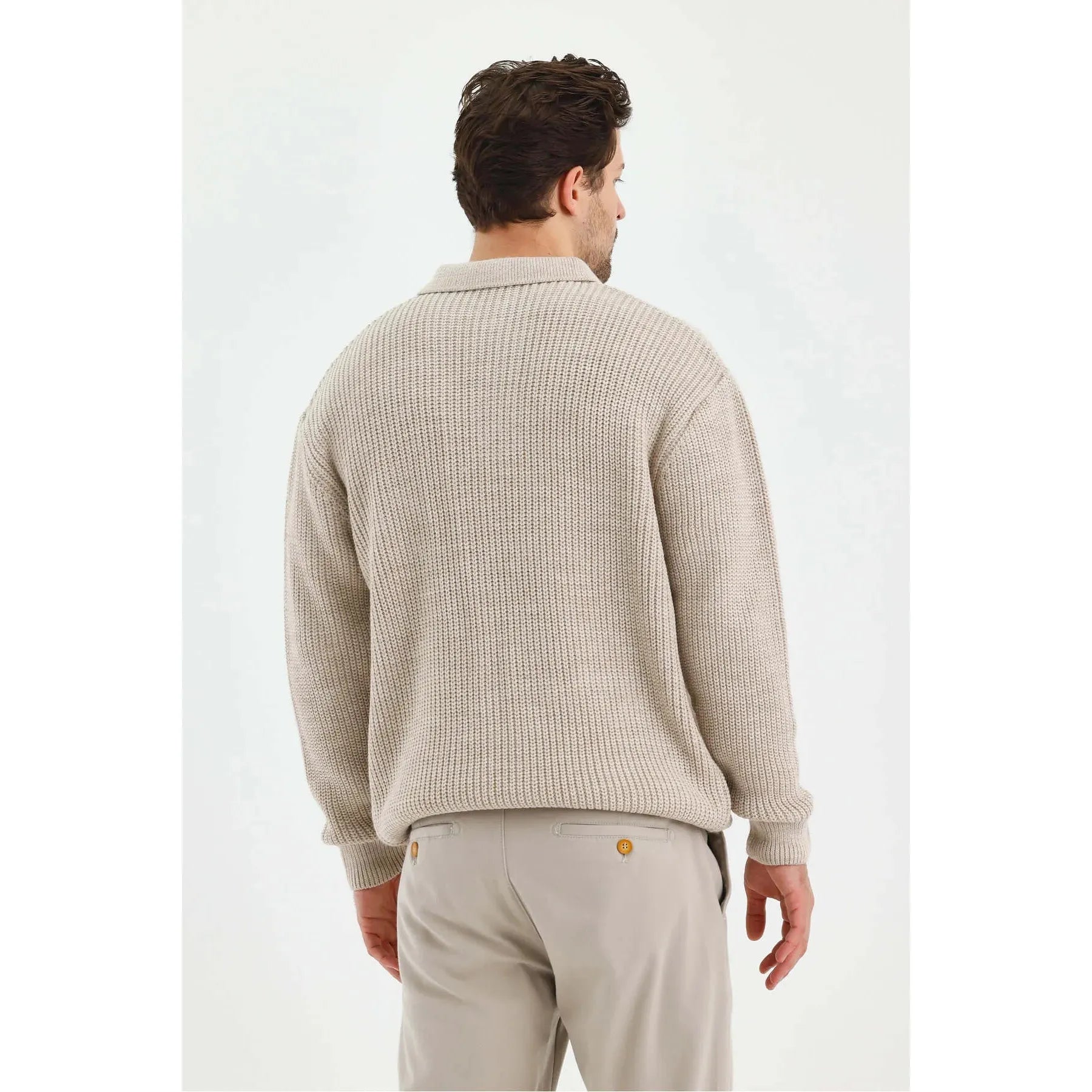 Andrzej™ | Sweter Polo z Dzianiny