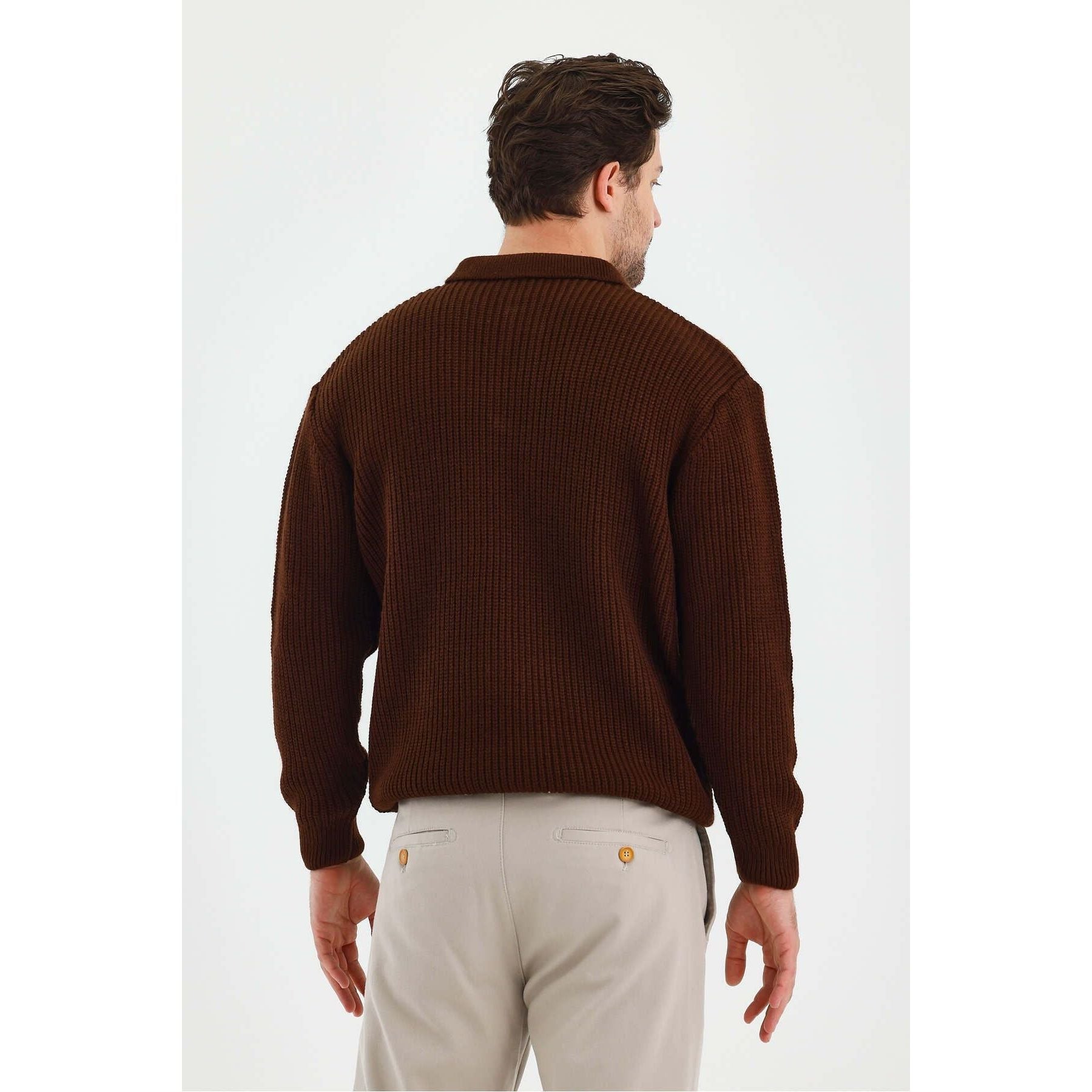 Andrzej™ | Sweter Polo z Dzianiny