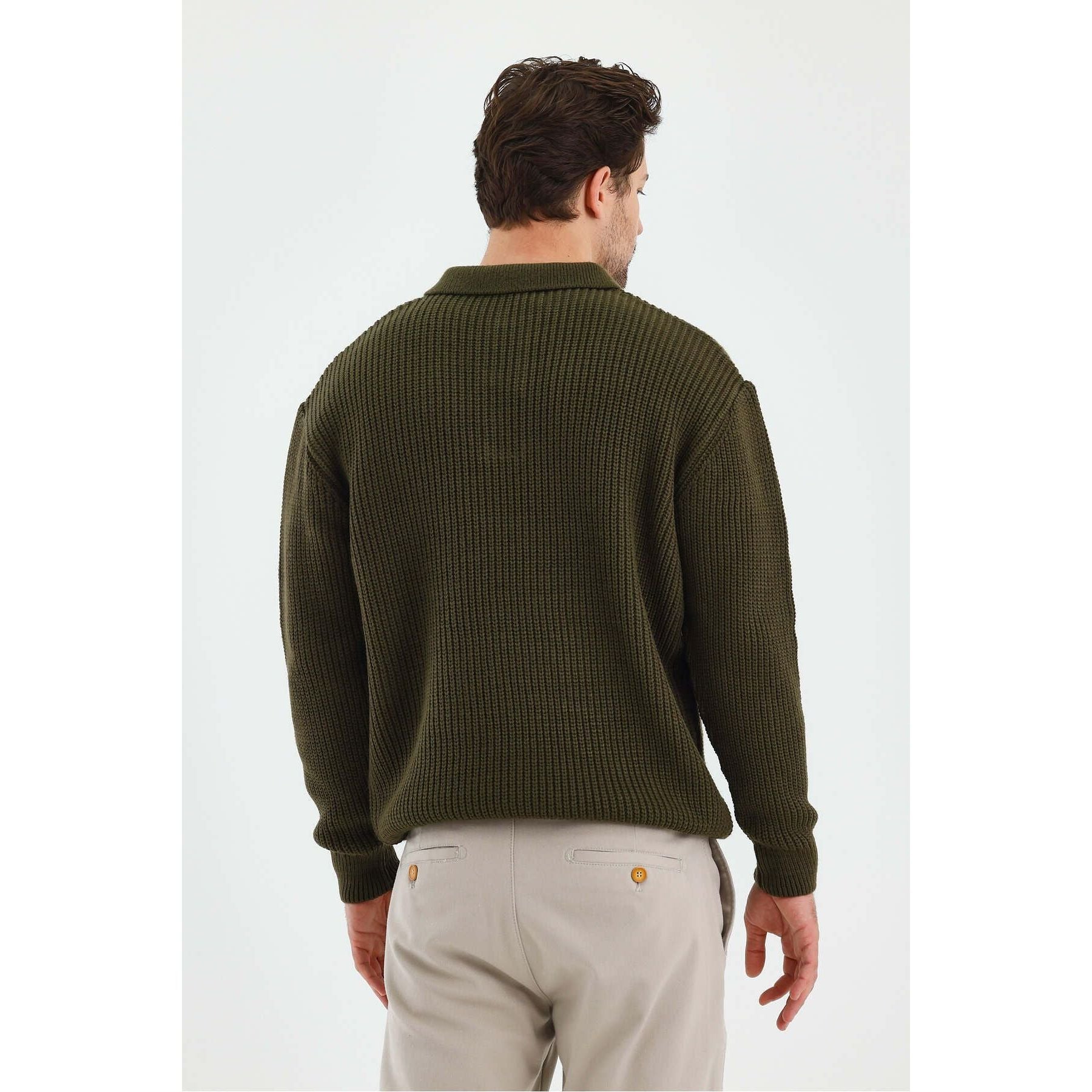 Andrzej™ | Sweter Polo z Dzianiny