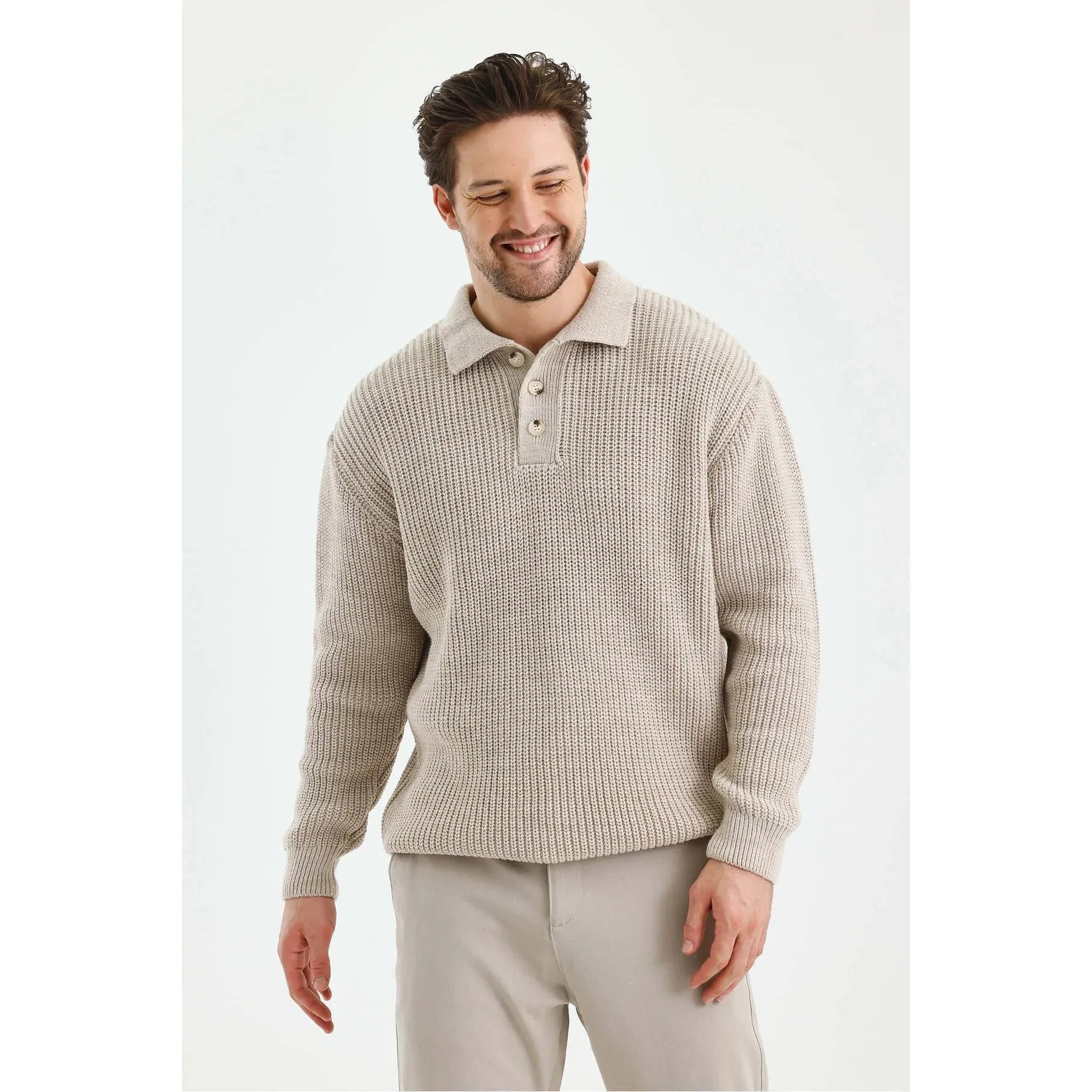 Andrzej™ | Sweter Polo z Dzianiny