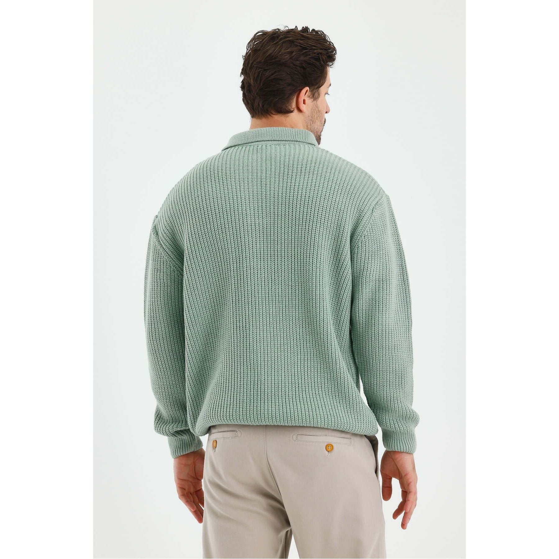 Andrzej™ | Sweter Polo z Dzianiny