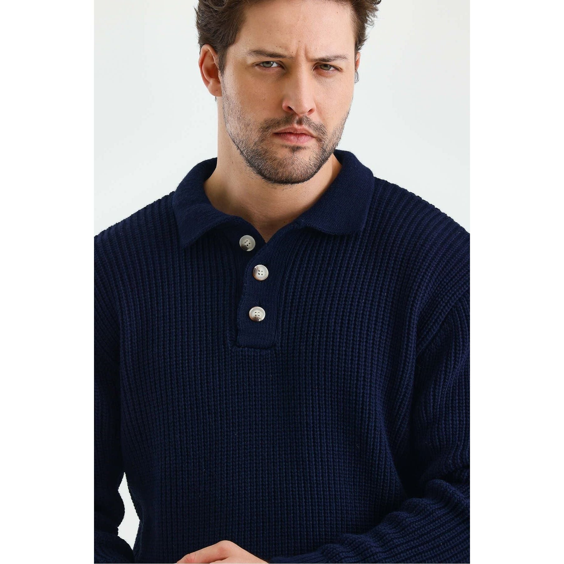 Andrzej™ | Sweter Polo z Dzianiny