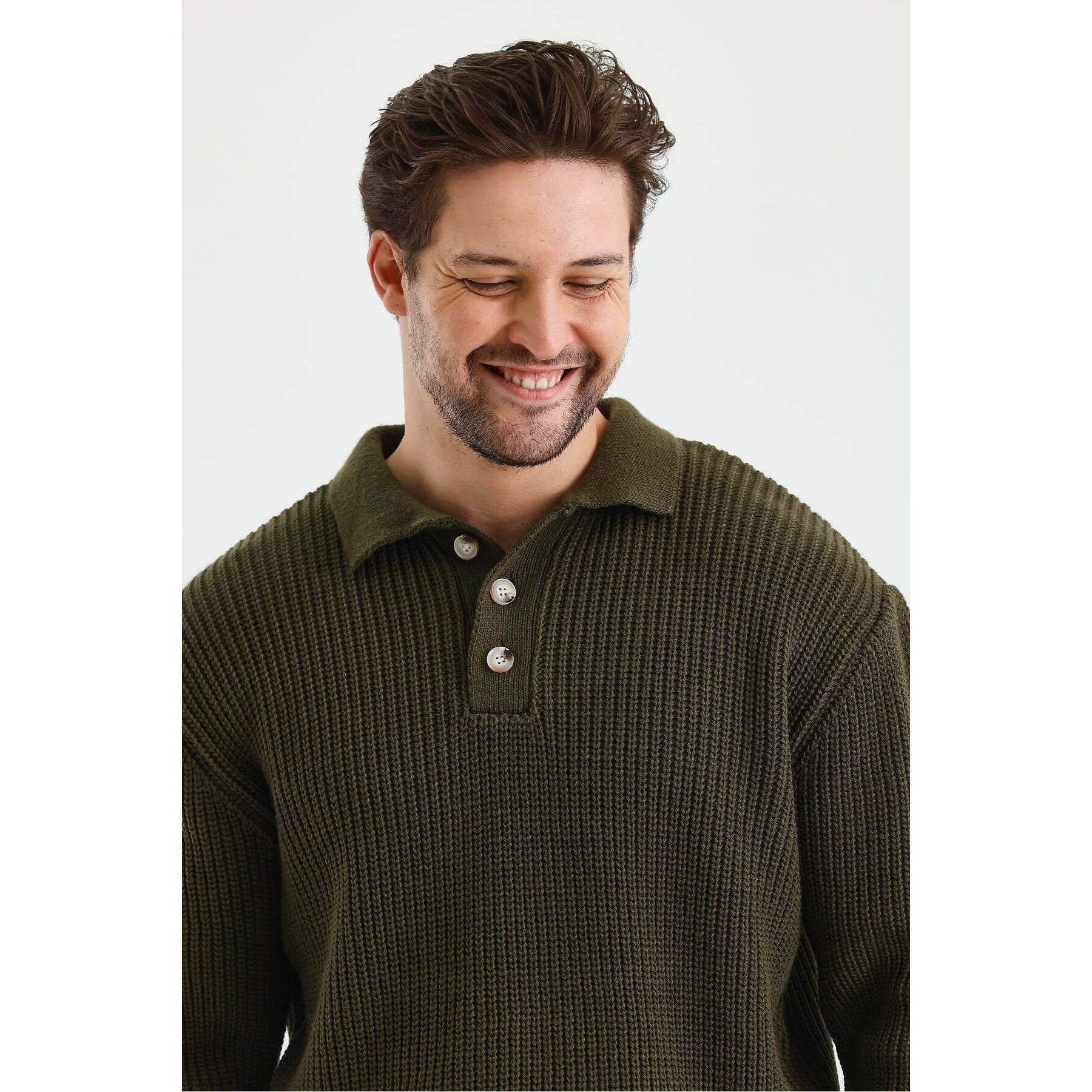 Andrzej™ | Sweter Polo z Dzianiny